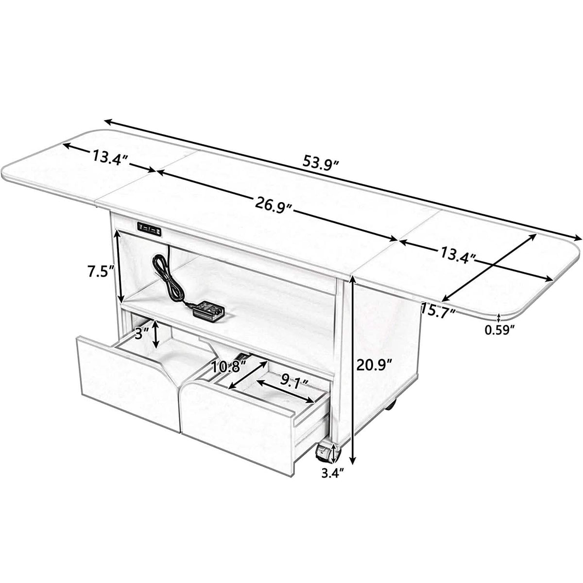 Nightstand with USB Port and Foldable Tabletop - A-1 Thread Vault