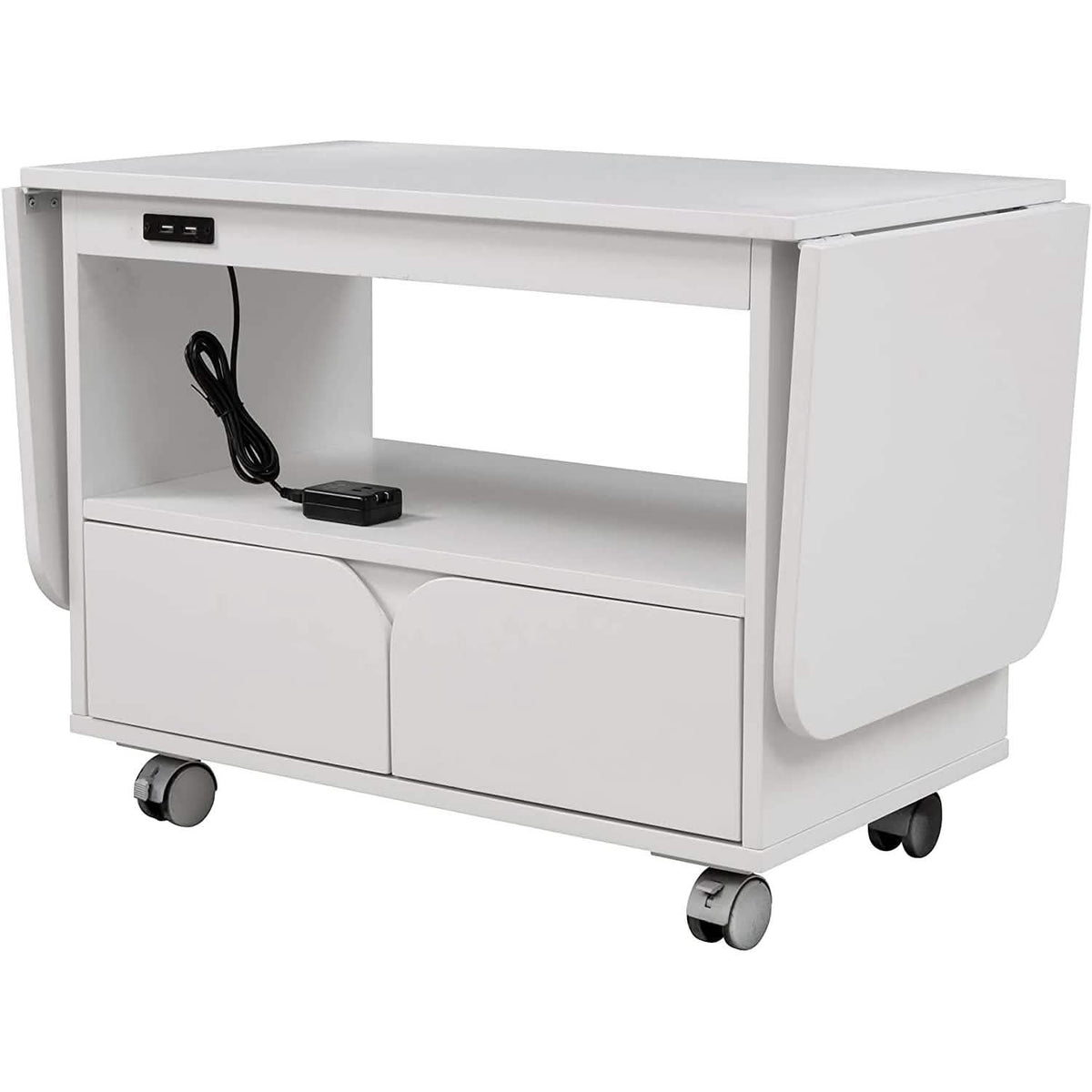 Nightstand with USB Port and Foldable Tabletop - A-1 Thread Vault