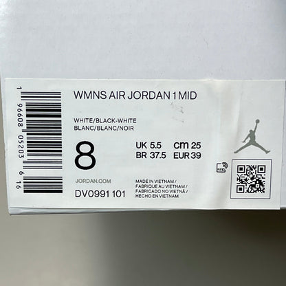 NIKE AIR JORDAN 1 Mid Panda Shoe Women's Sz 8 Black / White DV0991-101 (New) - A-1 Thread Vault