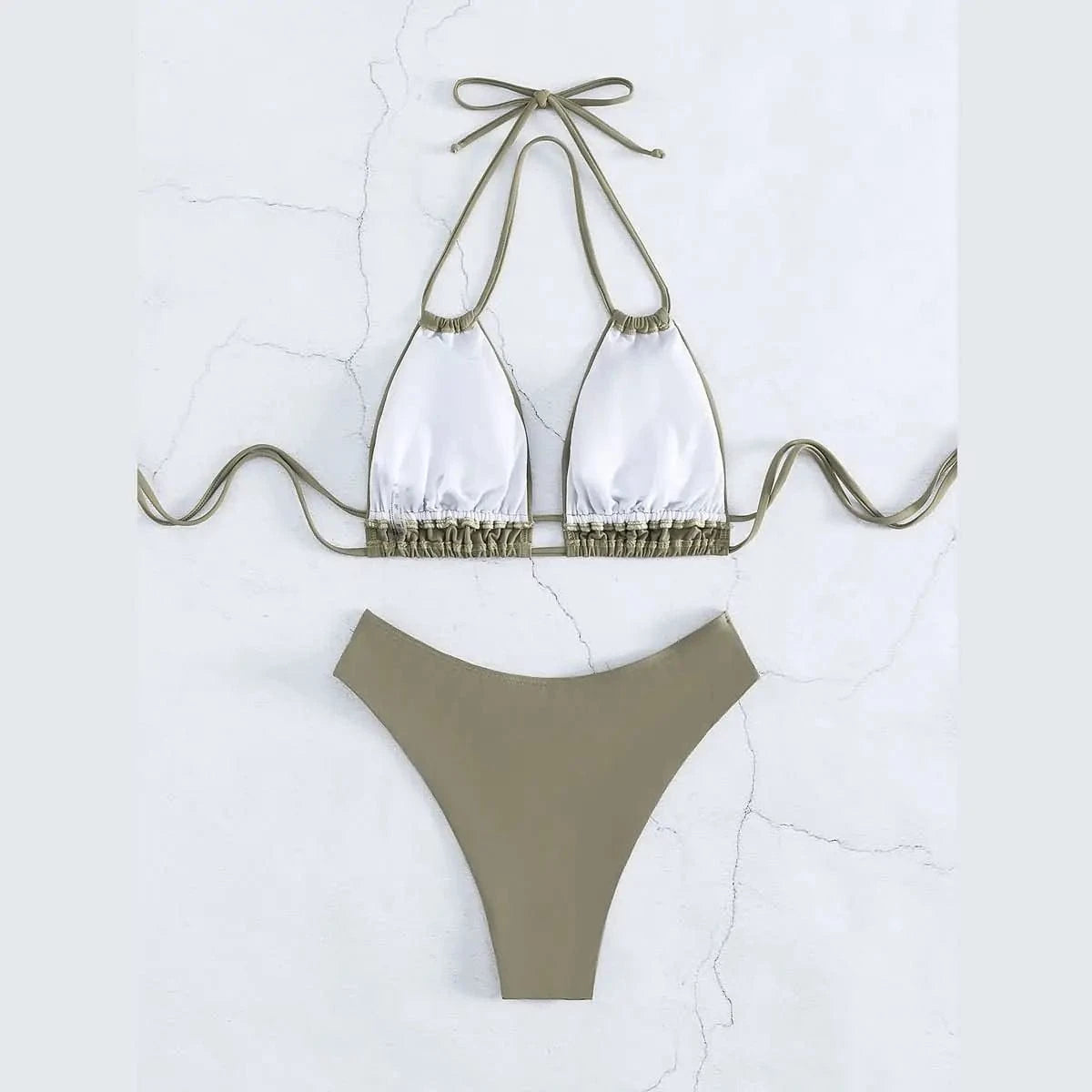 Nylon Solid Bikini Swimwear Sexy Fashion Modelling Design Swimsuit Women 2025 New Style Beachwear for Bathing Suit - A-1 Thread Vault