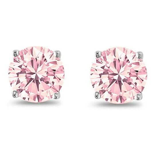 October Birthstone Pink 925 Sterling Silver Round Cz Stud Earring - A-1 Thread Vault