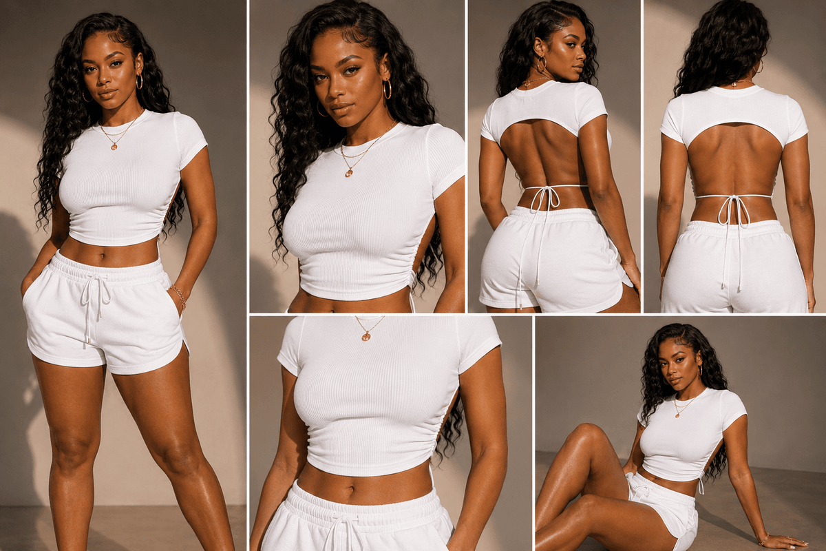 Open Back Tie Crop Top – Ribbed Side Cutout Tee - A-1 Thread Vault