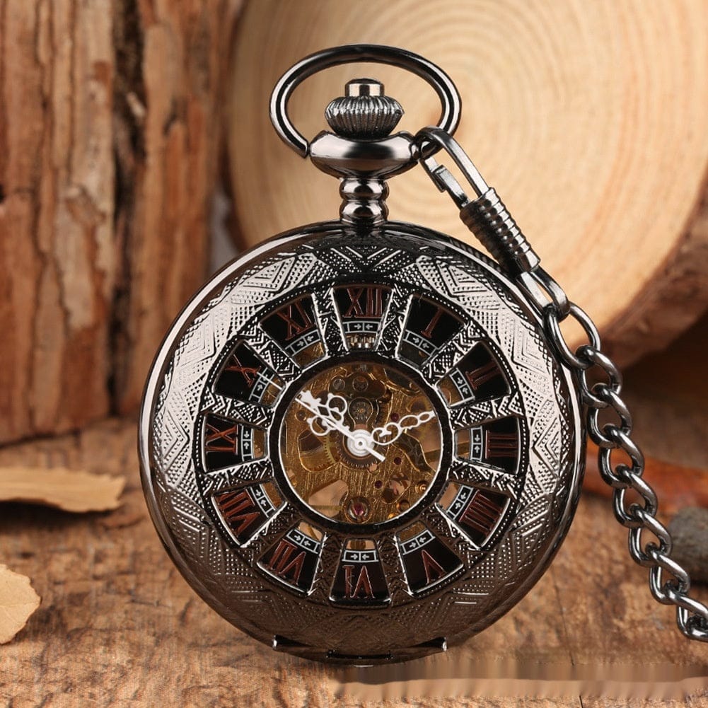 Openwork Carved Floral Roman-Style Pocket Watch - A-1 Thread Vault