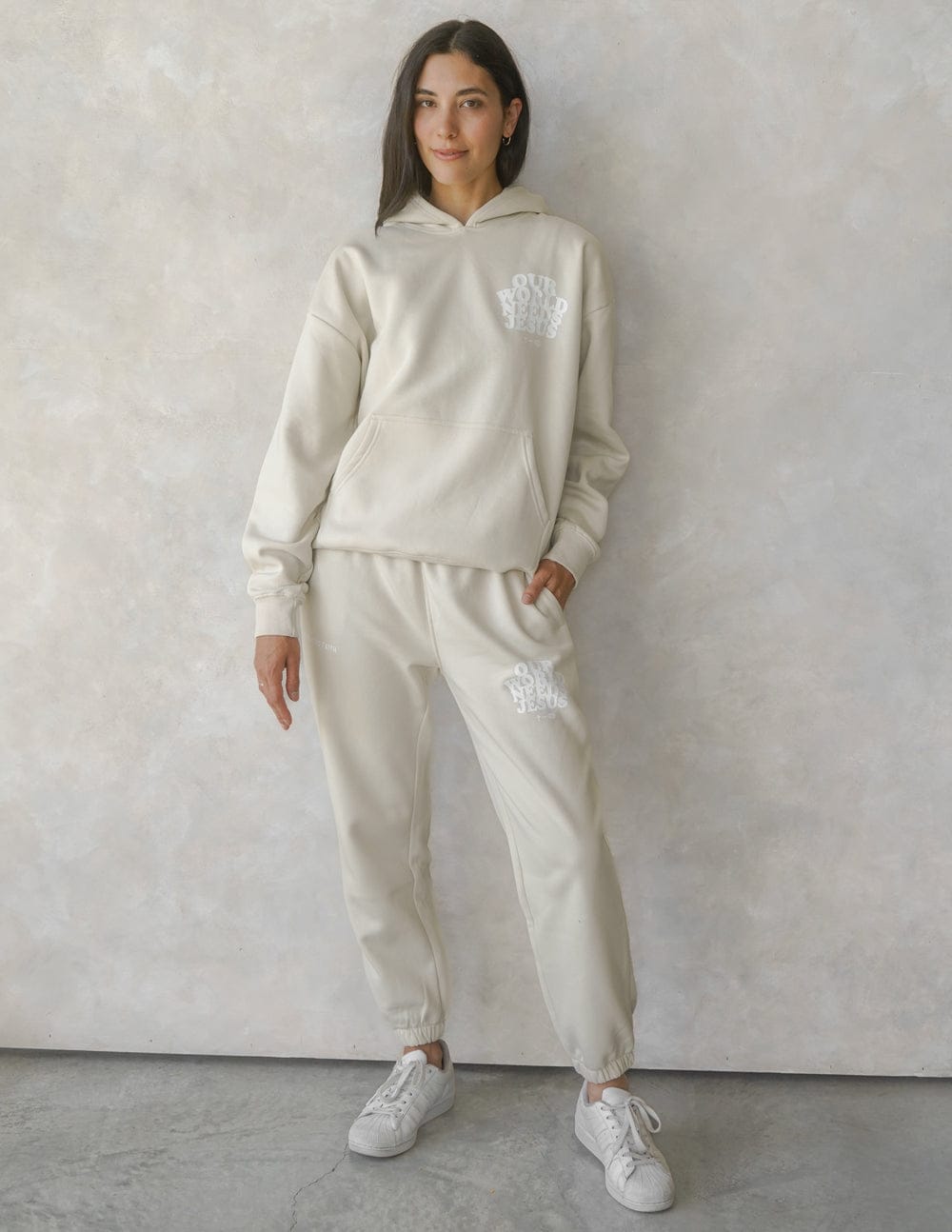 Our World Needs Jesus Beige Unisex Sweatpant - A-1 Thread Vault