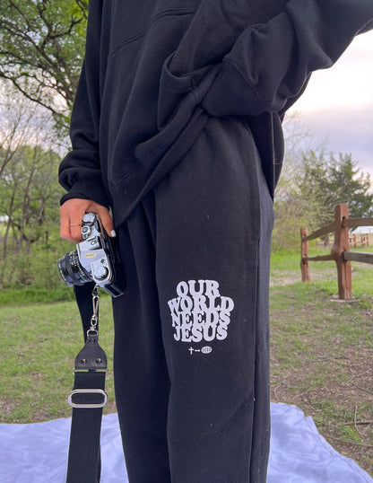 Our World Needs Jesus Black Unisex Sweatpant - A-1 Thread Vault
