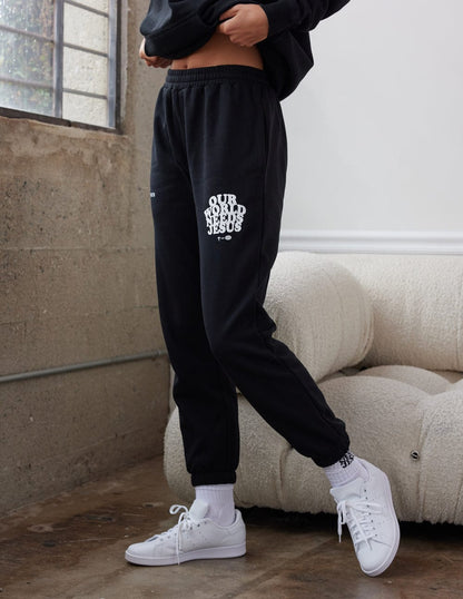 Our World Needs Jesus Black Unisex Sweatpant - A-1 Thread Vault
