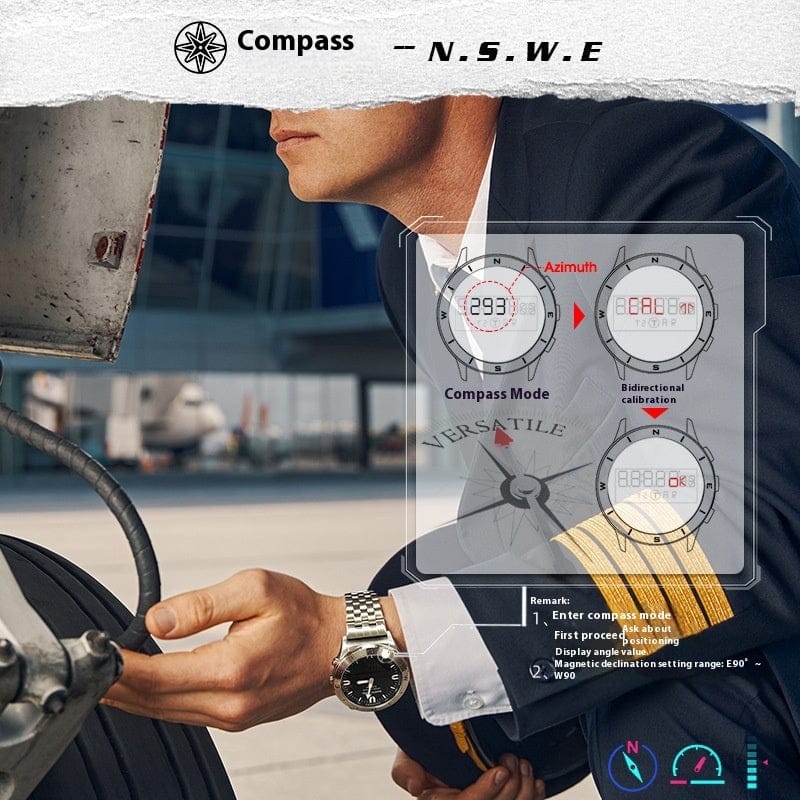 Outdoor Waterproof Watch Height Guide Smart Watch Multifunctional Men's Wrist Watch - A-1 Thread Vault