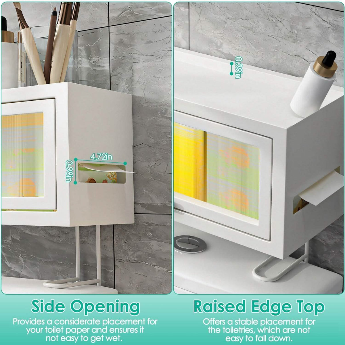 Over the Toilet Storage Cabinet with Dust-Proof Transparent Magnetic Door Side Opening - A-1 Thread Vault