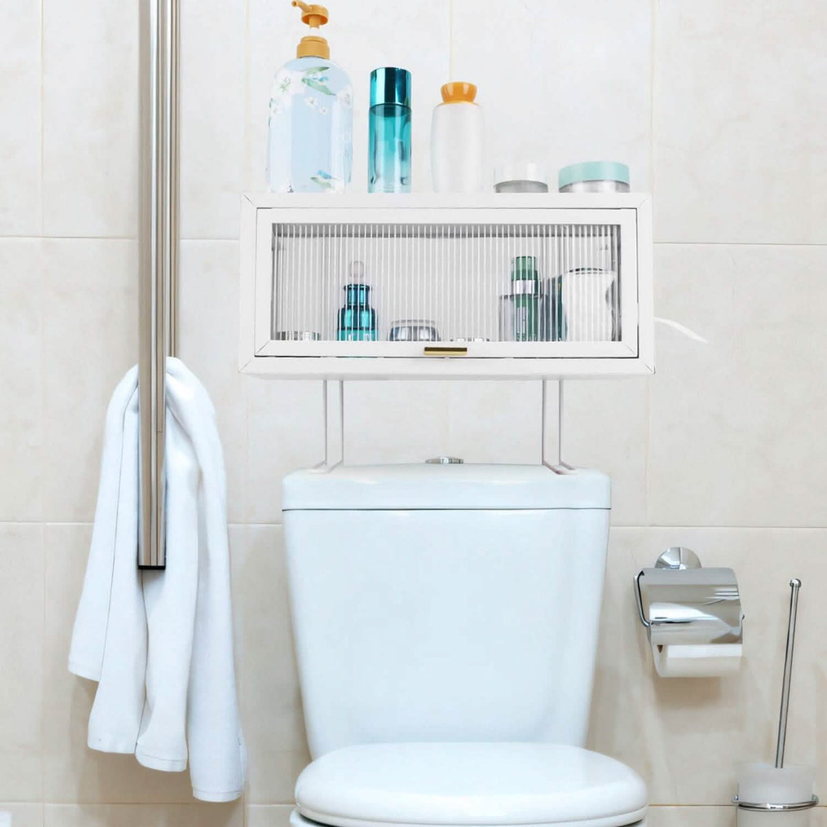 Over the Toilet Storage Cabinet with Dust-Proof Transparent Magnetic Door Side Opening - A-1 Thread Vault
