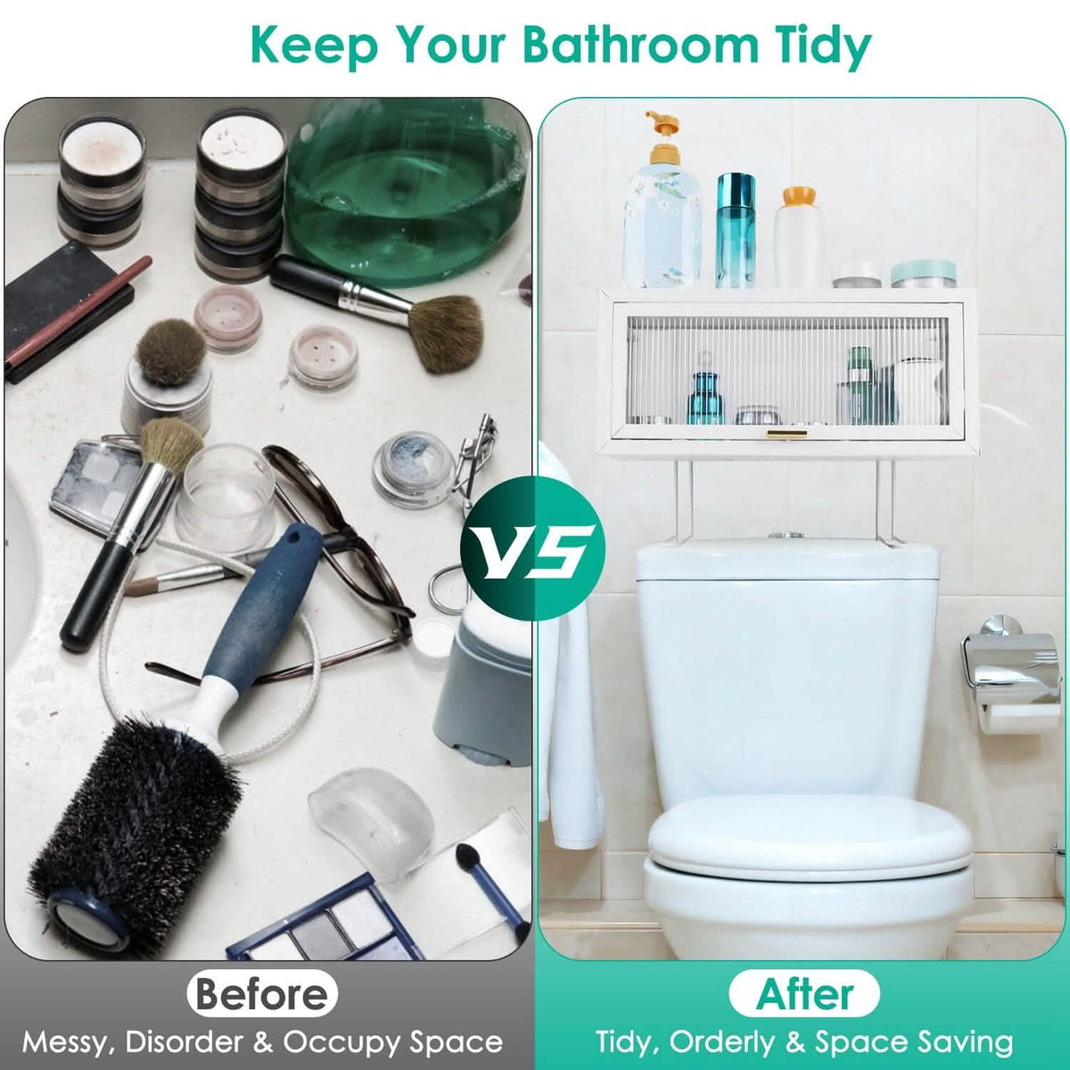 Over the Toilet Storage Cabinet with Dust-Proof Transparent Magnetic Door Side Opening - A-1 Thread Vault