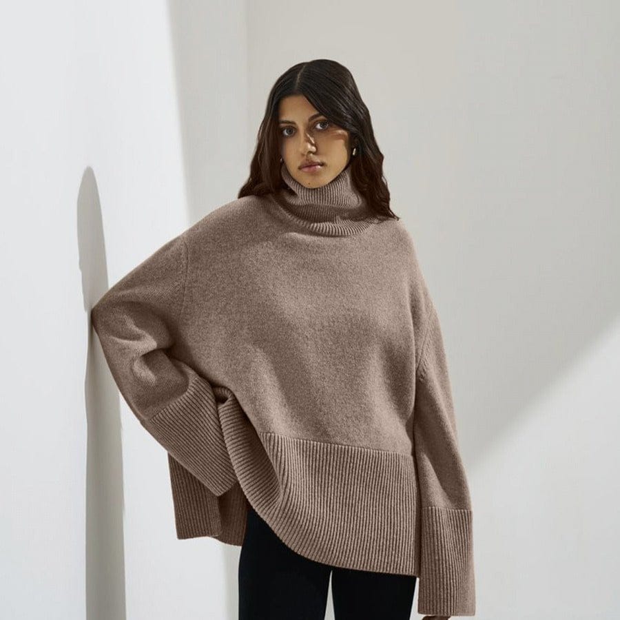 Oversized Turtleneck Sweater with Side Slits(MS251) - A-1 Thread Vault