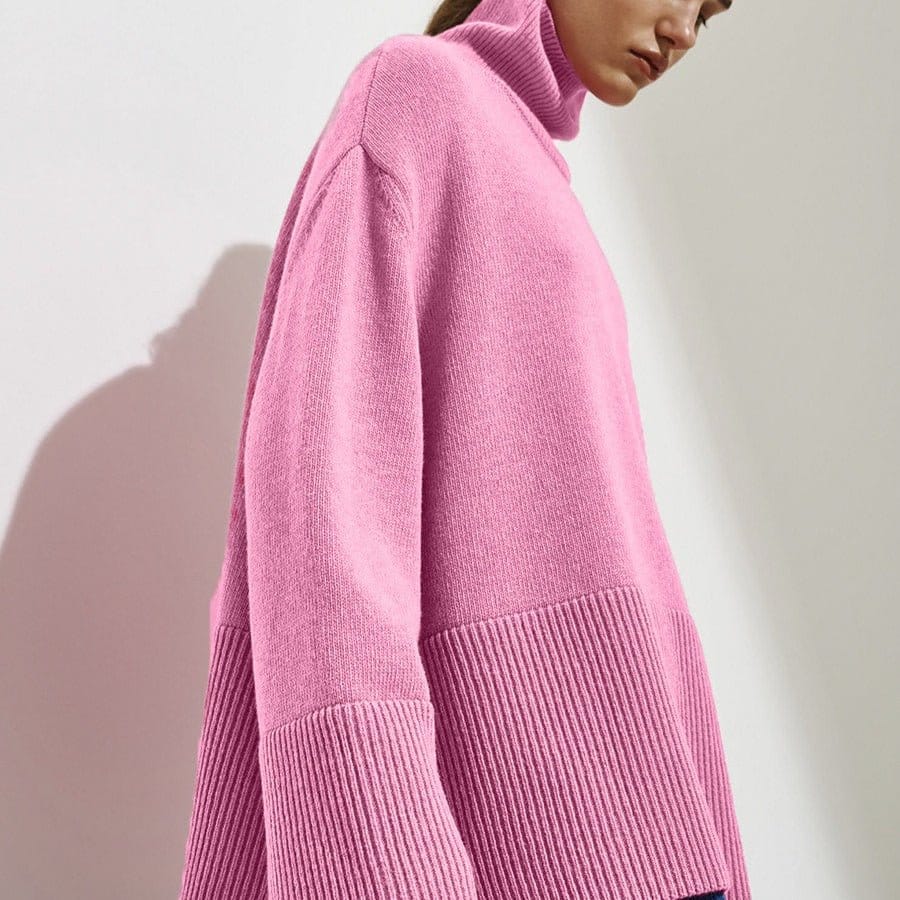 Oversized Turtleneck Sweater with Side Slits(MS251) - A-1 Thread Vault