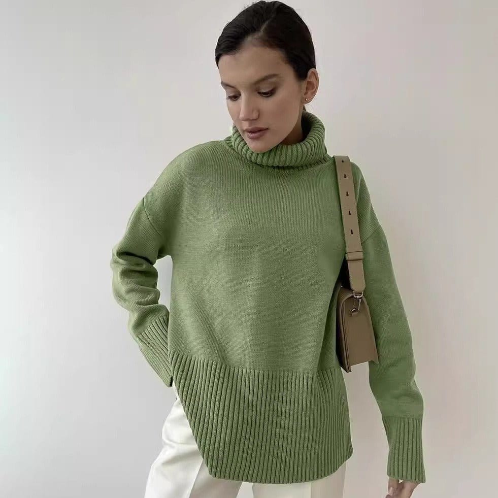 Oversized Turtleneck Sweater with Side Slits(MS251) - A-1 Thread Vault