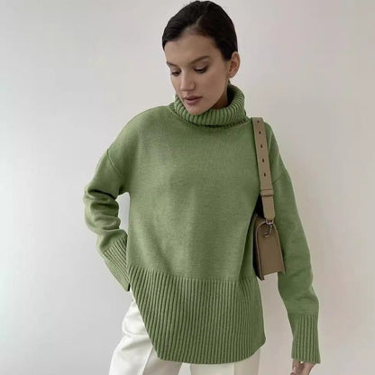 Oversized Turtleneck Sweater with Side Slits(MS251) - A-1 Thread Vault