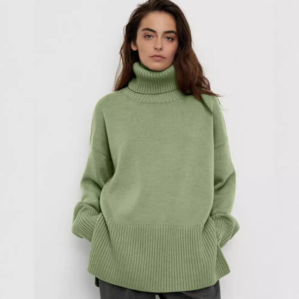 Oversized Turtleneck Sweater with Side Slits(MS251) - A-1 Thread Vault