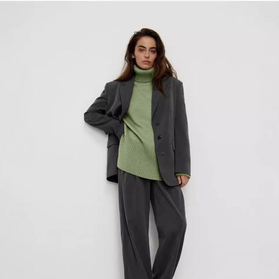 Oversized Turtleneck Sweater with Side Slits(MS251) - A-1 Thread Vault