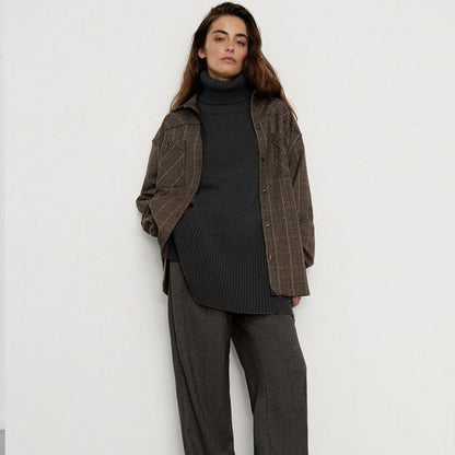 Oversized Turtleneck Sweater with Side Slits(MS251) - A-1 Thread Vault