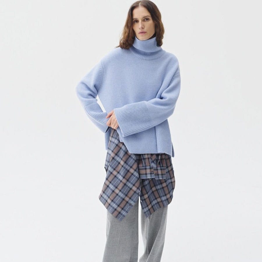 Oversized Turtleneck Sweater with Side Slits(MS251) - A-1 Thread Vault