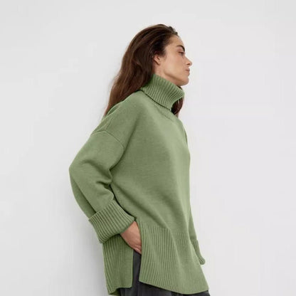 Oversized Turtleneck Sweater with Side Slits(MS251) - A-1 Thread Vault