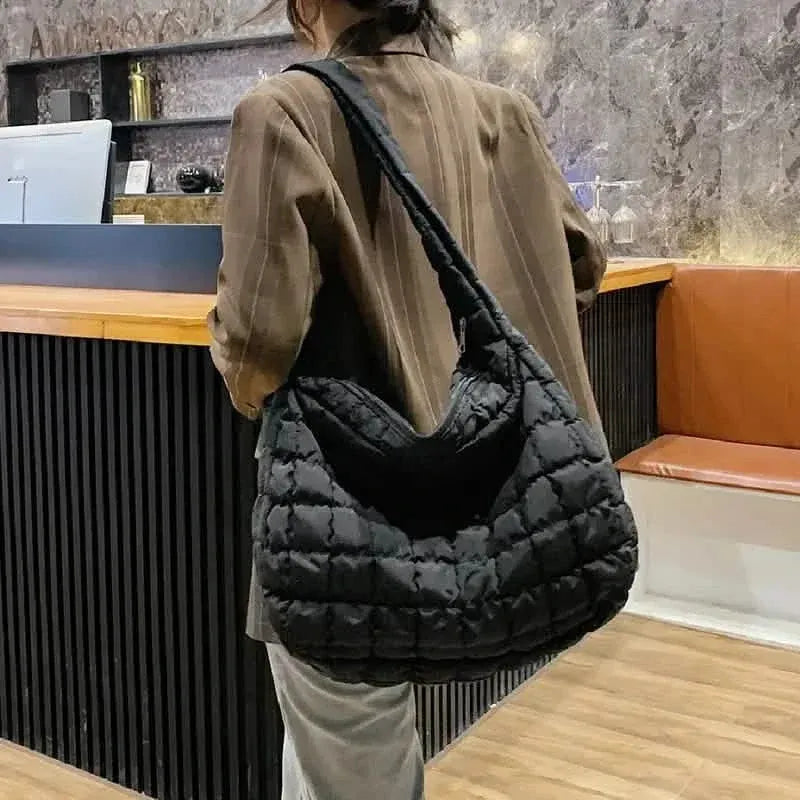 Padded Argyle Quilted Crossbody Hobo Bag - A-1 Thread Vault