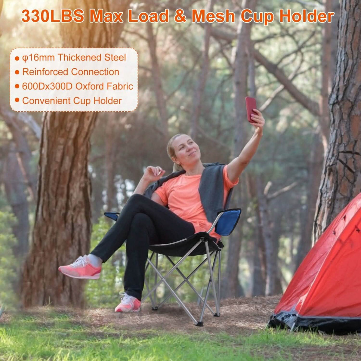 Padded Seat Arm Back Foldable Camping Chair Heavy Duty Steel Lawn - A-1 Thread Vault
