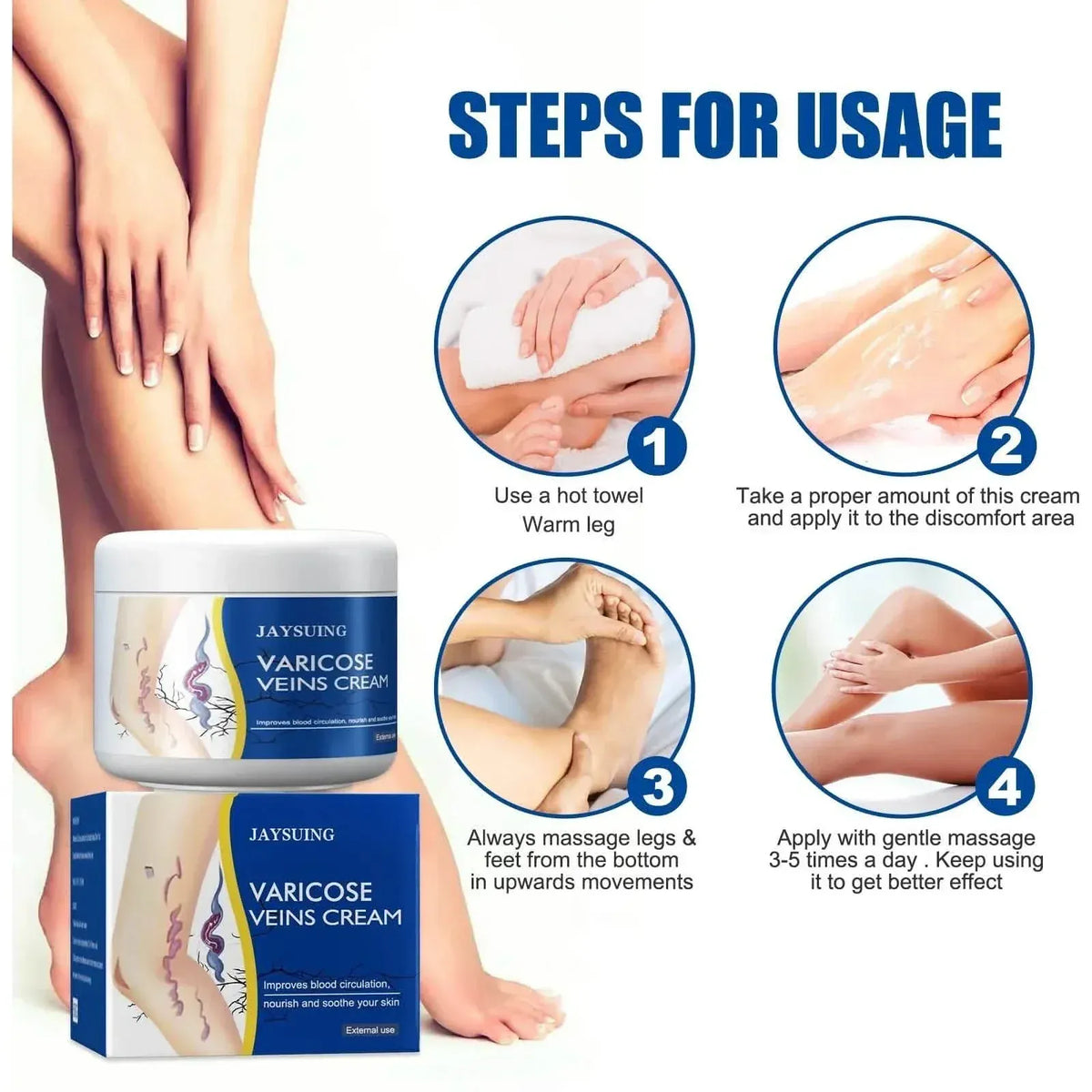 Pain Relief Leg Spider Veins Vasculitis Promote Circulation Smooth Metabolism 30g Exfoliation - A-1 Thread Vault