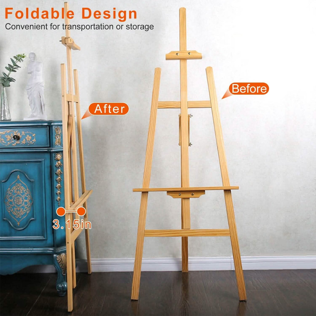 Painting Easel Stand Wooden Inclinable A Frame Tripod - A-1 Thread Vault