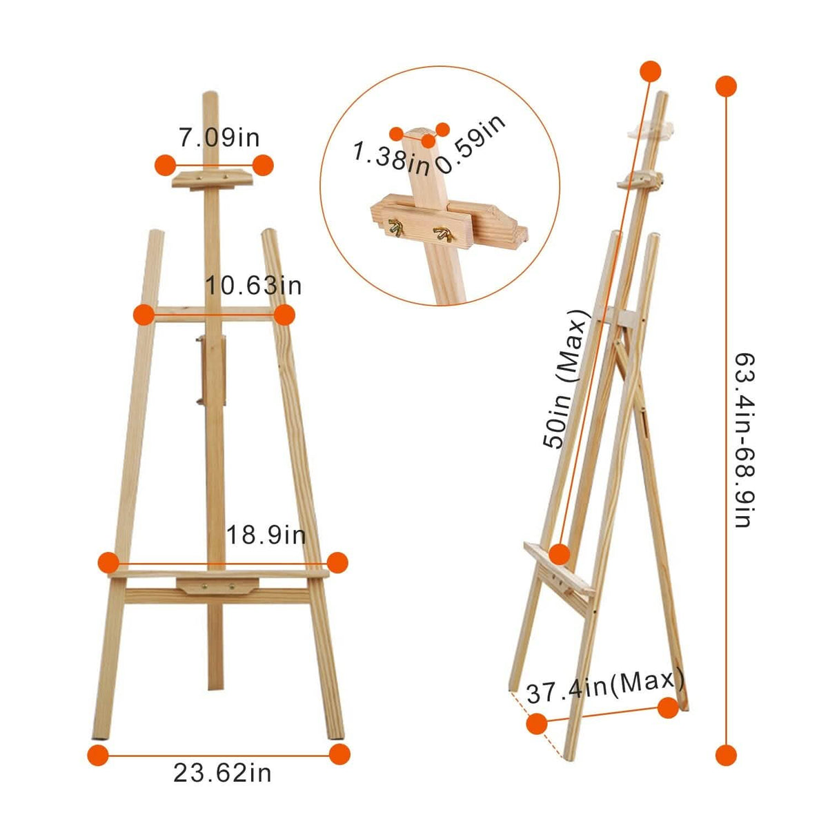 Painting Easel Stand Wooden Inclinable A Frame Tripod - A-1 Thread Vault