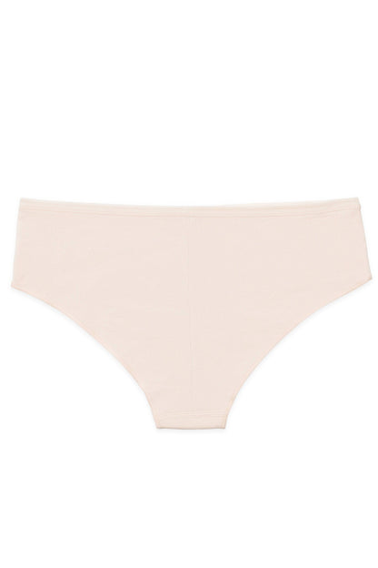 Light beige bikini-style underwear with a seamless look and simple waistband.