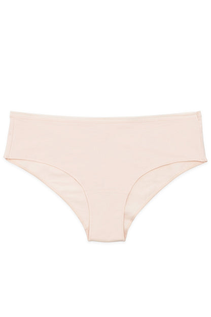 A pair of light beige bikini-style underwear with a simple, solid-colored design.