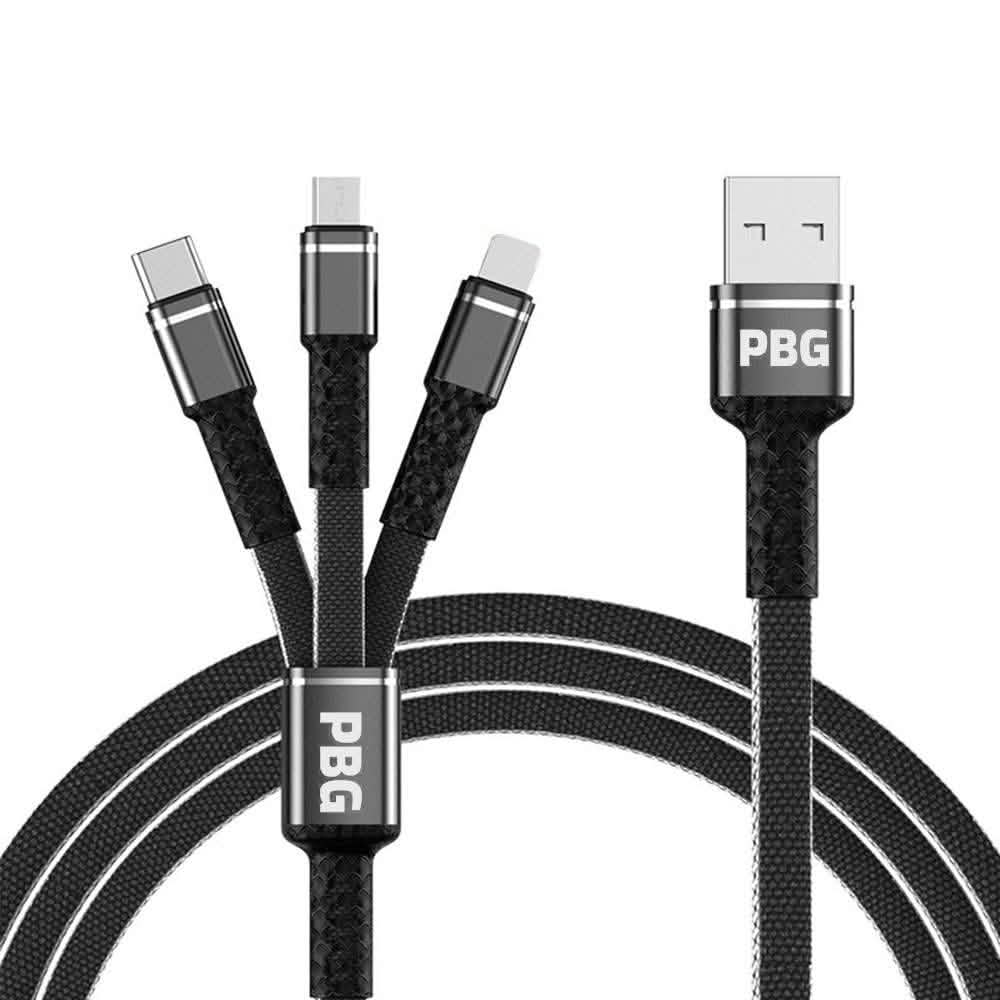 PBG 3-in-1 Cable Mesh/Nylon Braided HQ Multi Device Charging (Lightning, USB-C , Micro) - A-1 Thread Vault