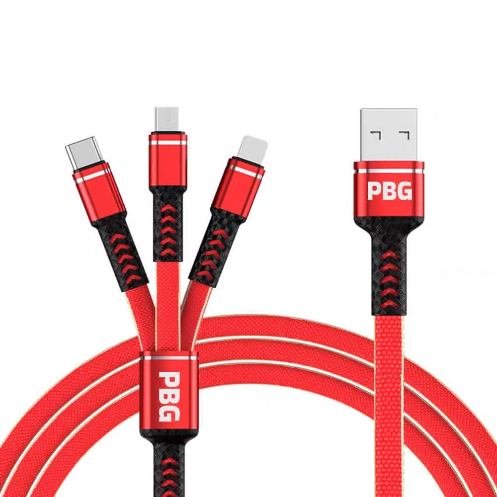 PBG 3-in-1 Cable Mesh/Nylon Braided HQ Multi Device Charging (Lightning, USB-C , Micro) - A-1 Thread Vault