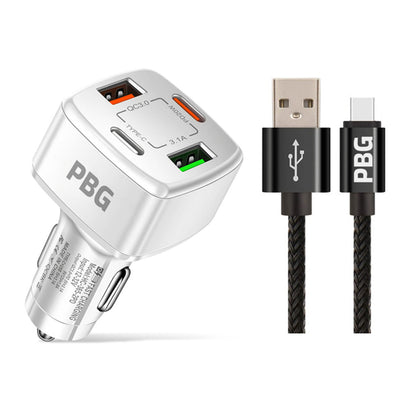 PBG 4 Port PD/USB Car Charger and 10Ft. Zebra Style Lightning Cable Bundle - A-1 Thread Vault