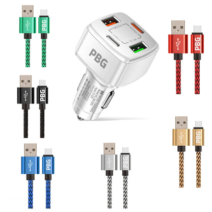 PBG 4 Port PD/USB Car Charger and 10Ft. Zebra Style Lightning Cable Bundle - A-1 Thread Vault