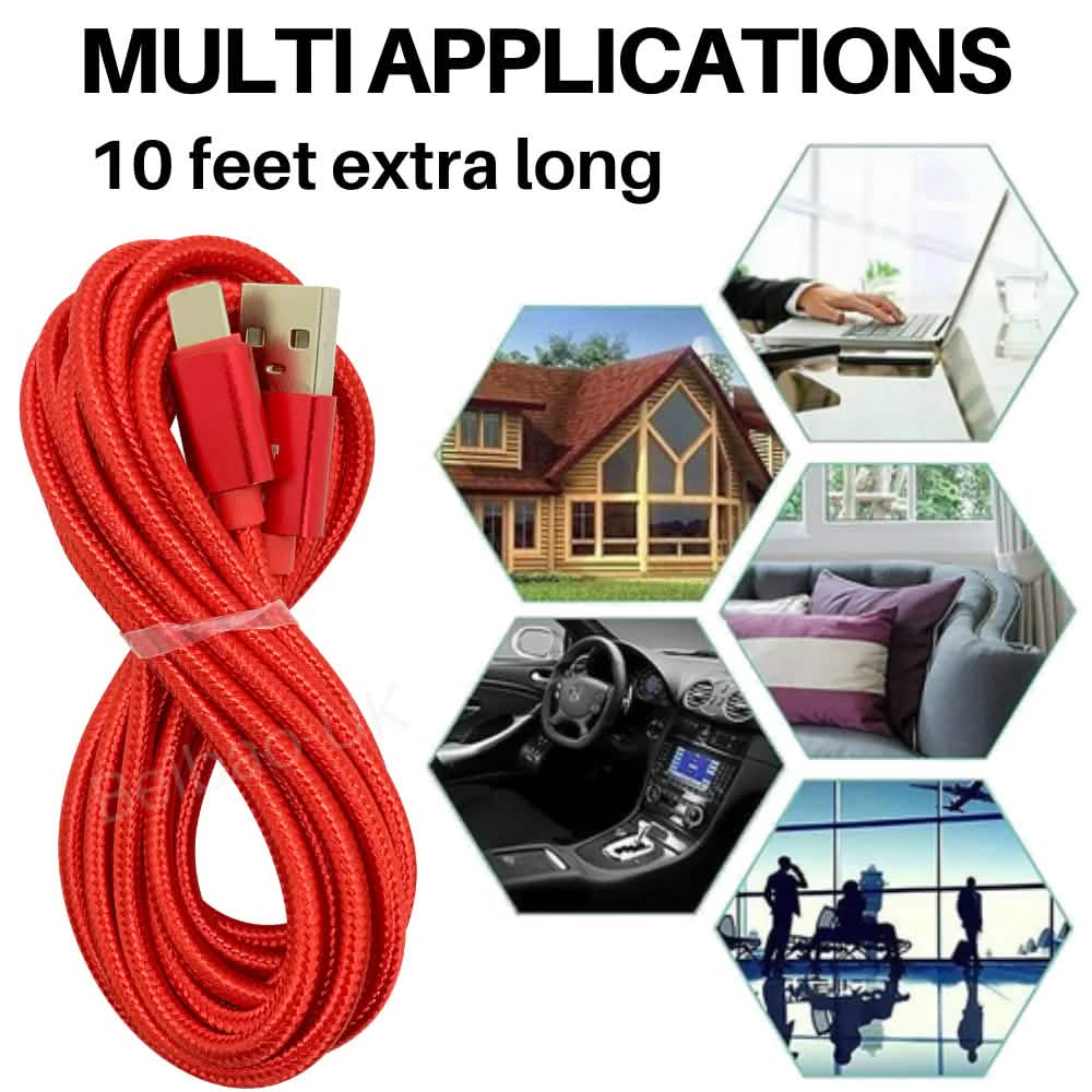 PBG 4 Port PD/USB Car Charger and 10Ft. Zebra Style Lightning Cable Bundle - A-1 Thread Vault