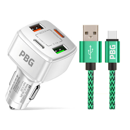 PBG 4 Port PD/USB Car Charger and 10Ft. Zebra Style Lightning Cable Bundle - A-1 Thread Vault