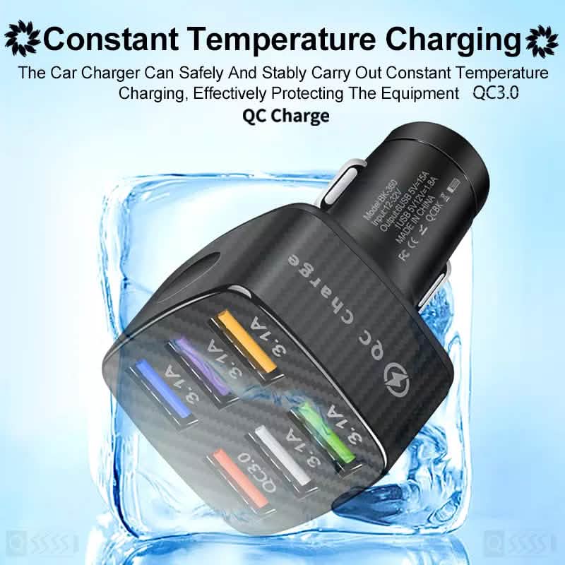 PBG LED 6-Port Car Charger and 10FT XL Zebra Lightning Cable Combo - A-1 Thread Vault