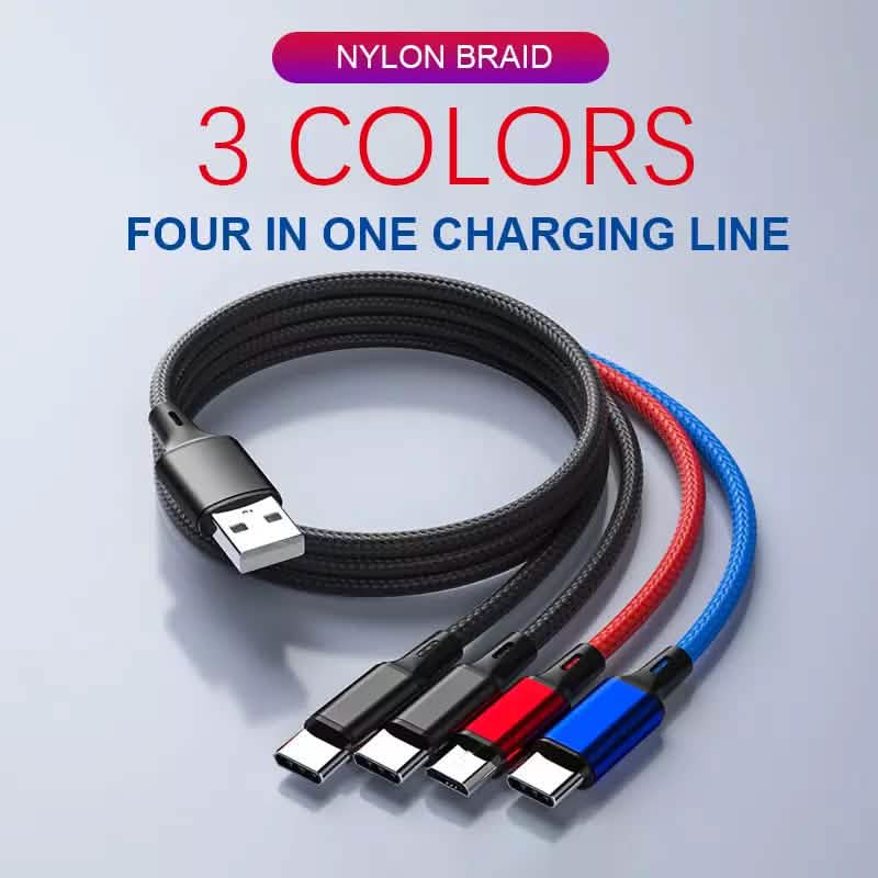 PBG LED 6-Port Car Charger and 4 in 1 Nylon Charging Cable Bundle - A-1 Thread Vault