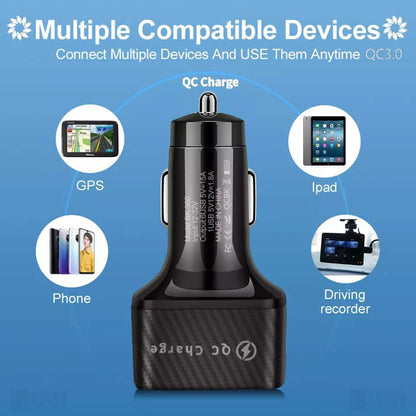 PBG LED 6-Port Car Charger and 4 in 1 Nylon Charging Cable Bundle - A-1 Thread Vault