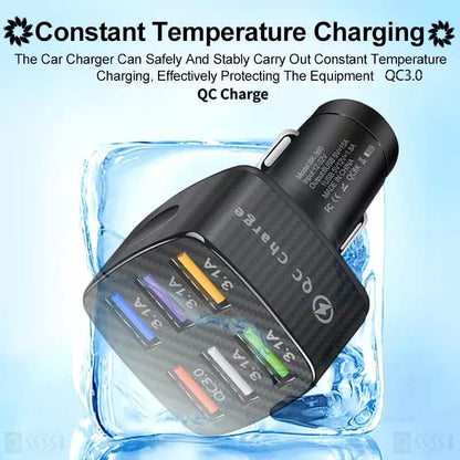PBG LED 6 Port Car Charger and 4Ft. 3-in-1 Cable Combo - A-1 Thread Vault