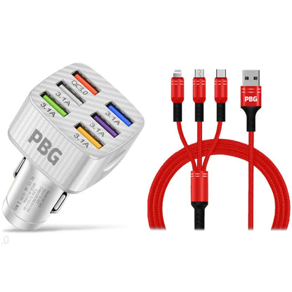 PBG LED 6 Port Car Charger and 4Ft. 3-in-1 Cable Combo - A-1 Thread Vault