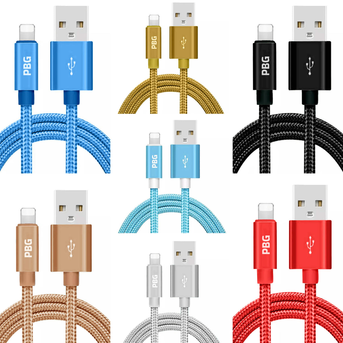 PBG XL 10Ft. Lightning Cable's Nylon Woven Protection - A-1 Thread Vault
