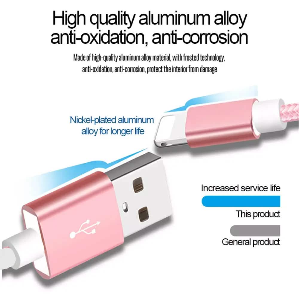 PBG XL 10Ft. Lightning Cable's Nylon Woven Protection - A-1 Thread Vault