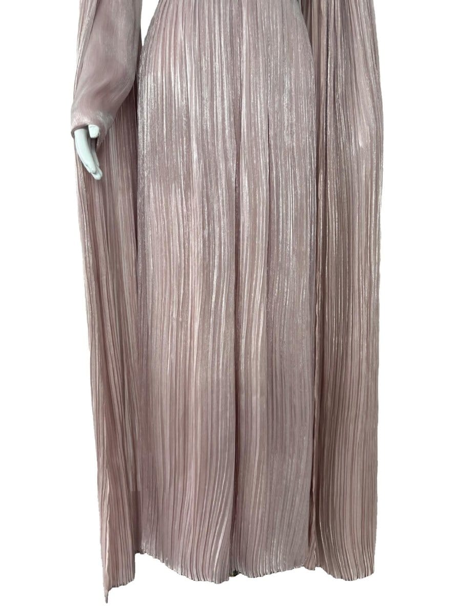 Pearl & Crystal Beaded Pleated Chiffon Maxi Gown(MA441) - A-1 Thread Vault