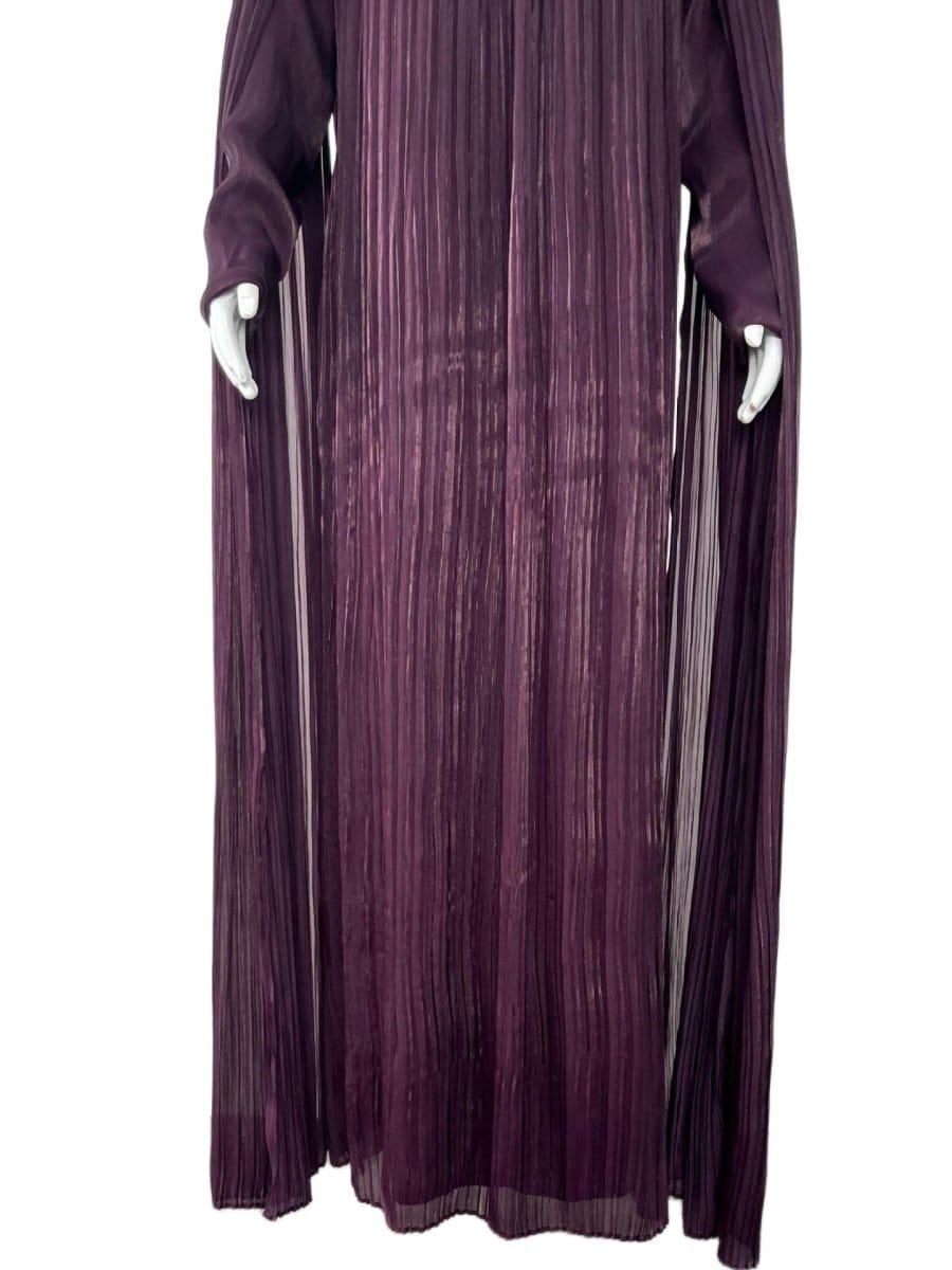 Pearl & Crystal Beaded Pleated Chiffon Maxi Gown(MA441) - A-1 Thread Vault