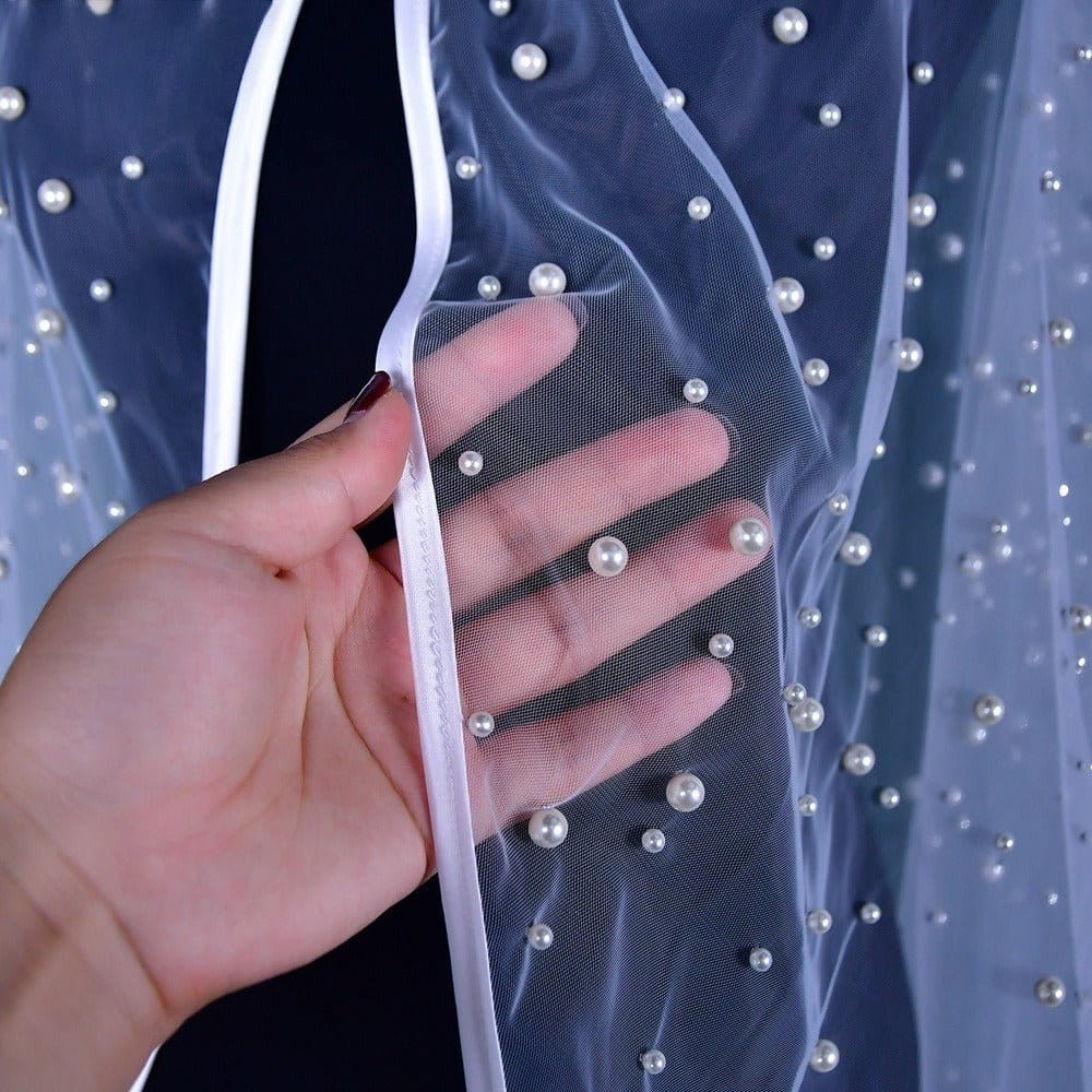 Pearl Embellished Bridal Cape(MAC374) - A-1 Thread Vault