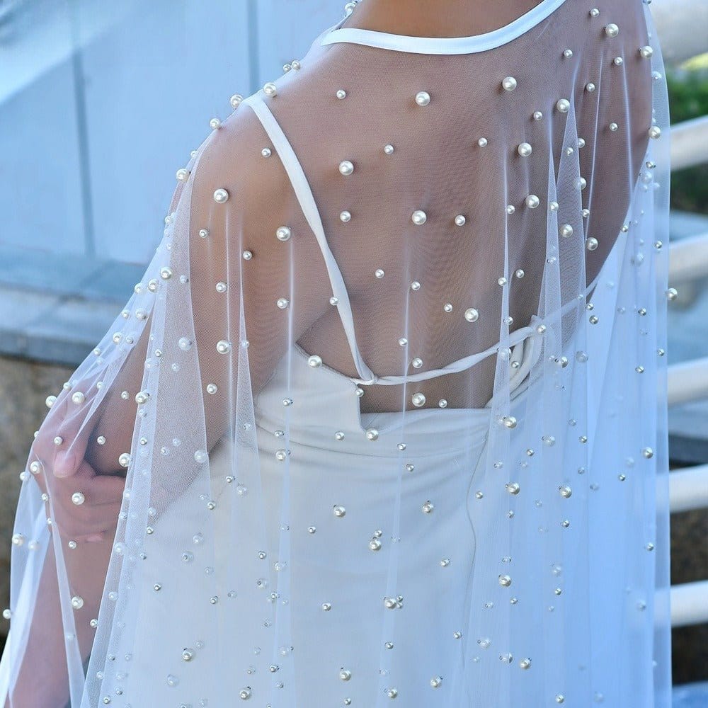 Pearl Embellished Bridal Cape(MAC374) - A-1 Thread Vault