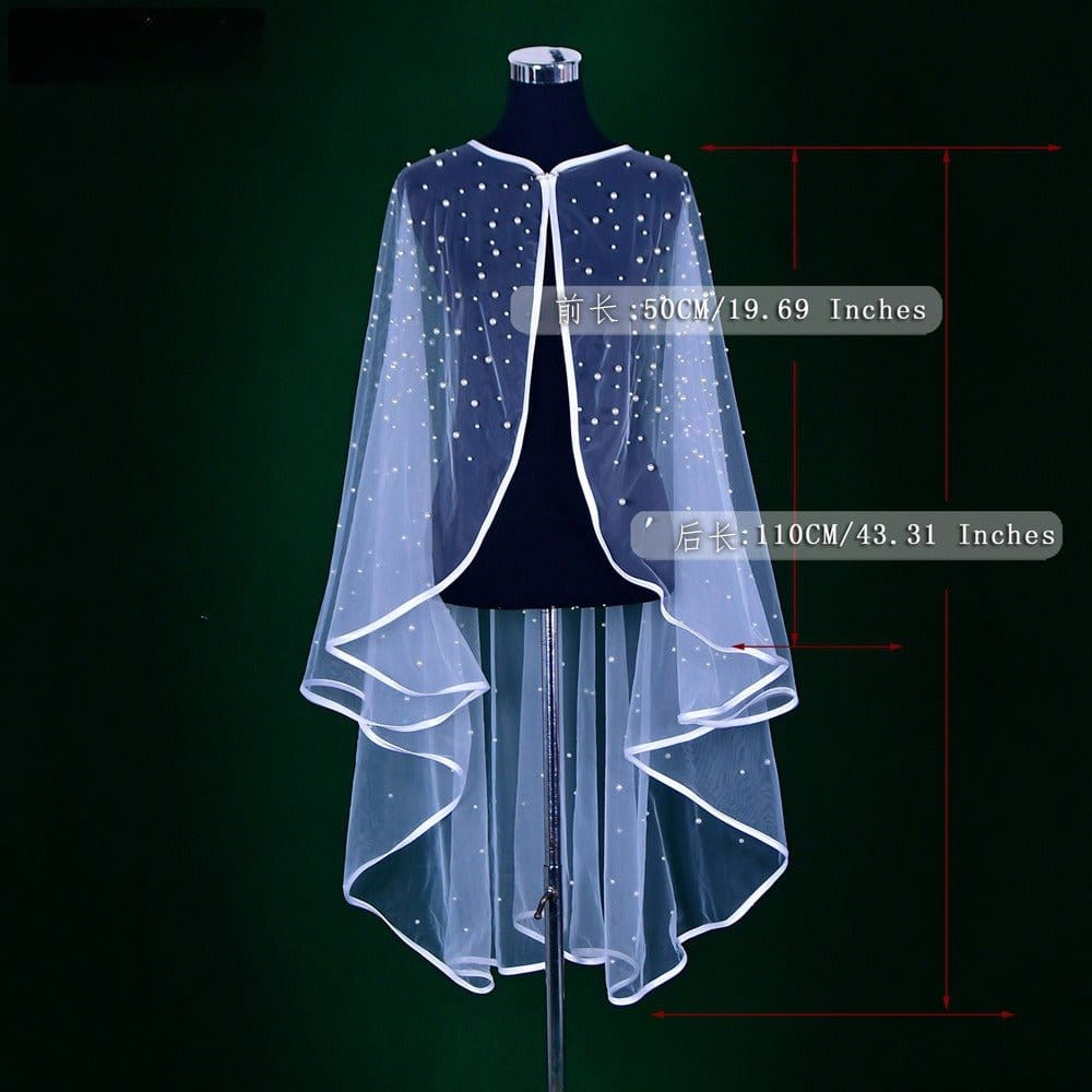 Pearl Embellished Bridal Cape(MAC374) - A-1 Thread Vault