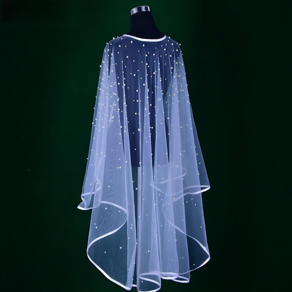 Pearl Embellished Bridal Cape(MAC374) - A-1 Thread Vault