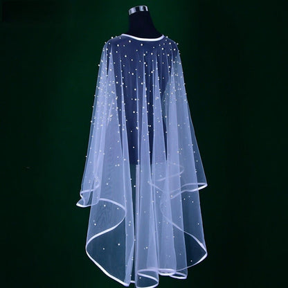 Pearl Embellished Bridal Cape(MAC374) - A-1 Thread Vault